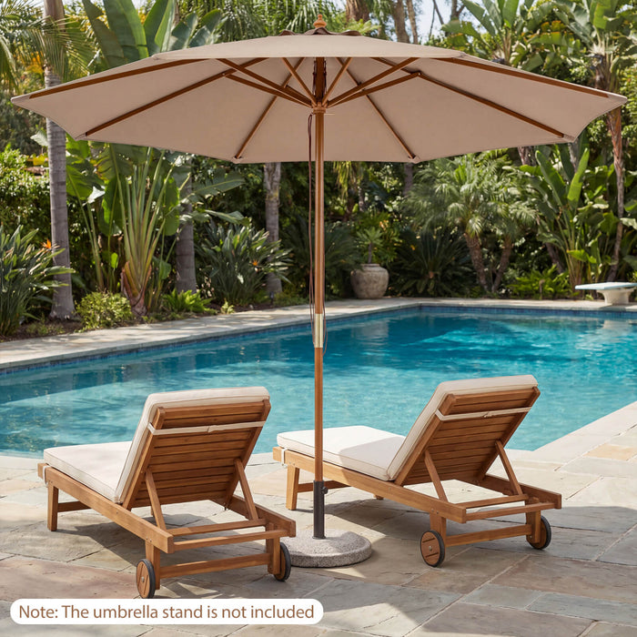 Costway 9 FT Patio Umbrella with Adjustable Height. Rope Pulley Lift. Vented Top for Beach Khaki Tan