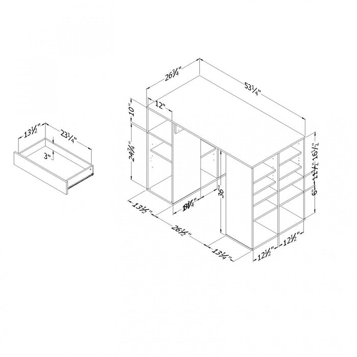 Crea Counter-height Craft Table - Pure White 