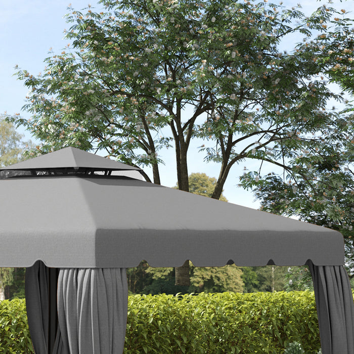 Outsunny 9.8' X 9.8' Gazebo Replacement Canopy, Gazebo Top Cover With Double Vented Roof For Garden Patio Outdoor (top Only), Grey