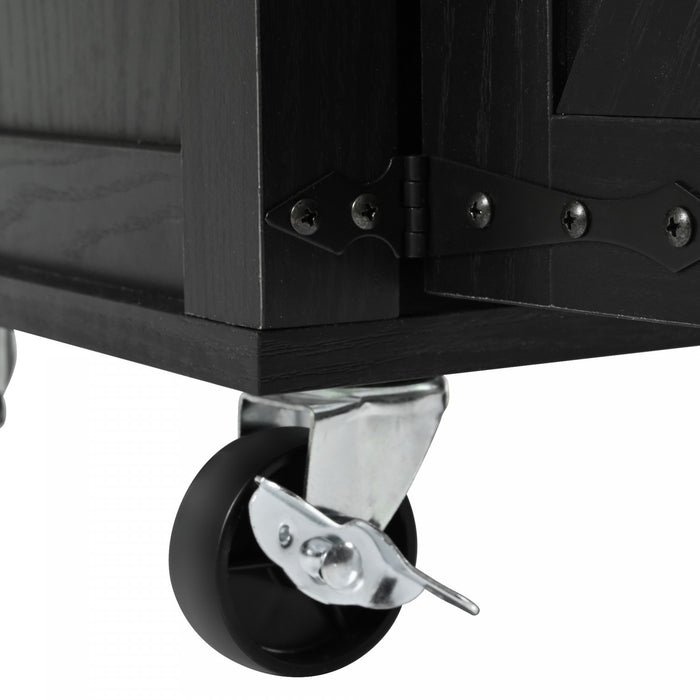 Elton 53.5\" Engineered Wood Kitchen Carts With Power Outlet And Storage - Black