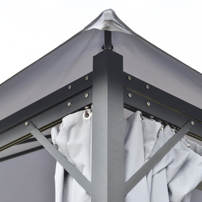 Outsunny 13' X 10' Gazebo Canopy Party Tent Shelter With Steel Frame, Curtains, Netting Sidewalls, Light Grey