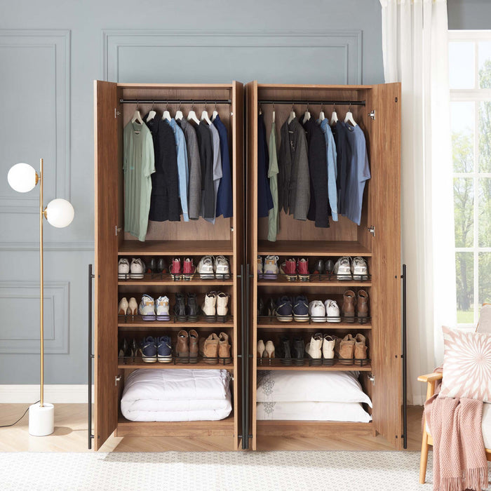 Lee Modern 32\" Wardrobe Closet in Golden Brown - Set of 2 Armoire