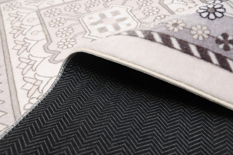 Oriana Traditional Beige Washable Rug 6'7\" x 9'0\" Indoor Area Rug