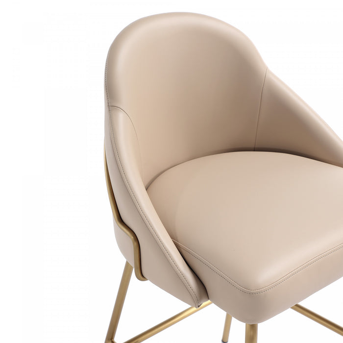 Gracie Modern Metal Upholstered Barstool in Tan and Gold - Set of 2