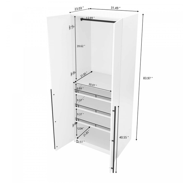 Lee Modern 2-Piece Wardrobe Closet in White Armoire