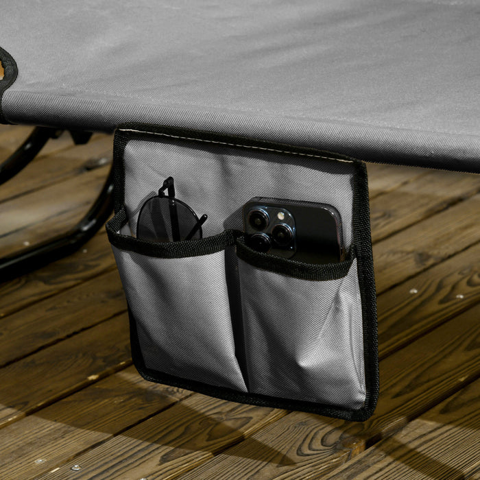 Outsunny 2 Piece Folding Chaise Lounges With Adjustable Backrest Dark Grey