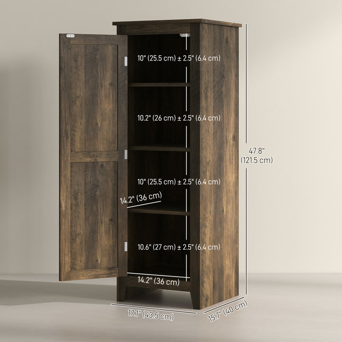 HOMCOM 48\" Kitchen Pantry, Storage Cabinet with Barn Door, Brown