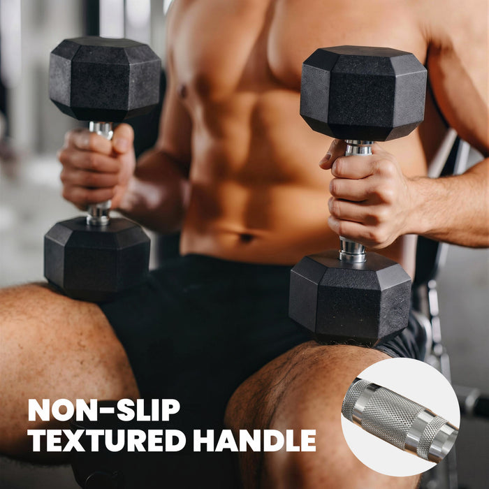 Soozier 210lbs Hex Dumbbell Weight Set with Vertical Rack for Home Gym