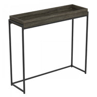 40” Modern Console Table With Sunkey Tray - Dark Grey With Black Metal