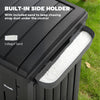 Outsunny 29 Gallon Outdoor Garbage Bin with Dual Lid and Side Holder, Waterproof Plastic Garbage Can with Drip Tray, Outdoor Waste Trash Can for Patio, Backyard, Garden, Black
