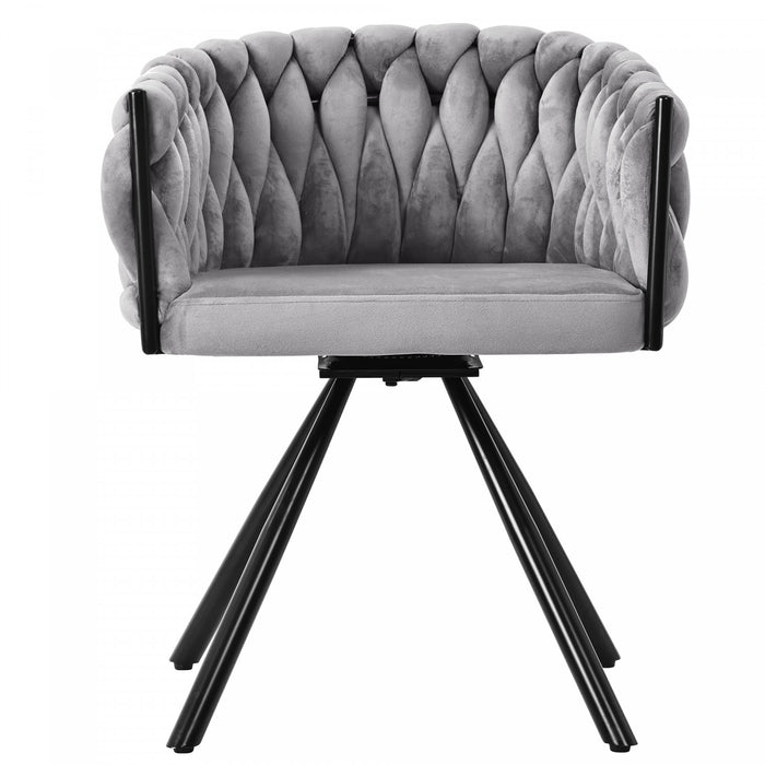 Amelia Velvet Swivel Dining Chairs with Tufted Upholstered and Metal Legs Set of 6, Grey