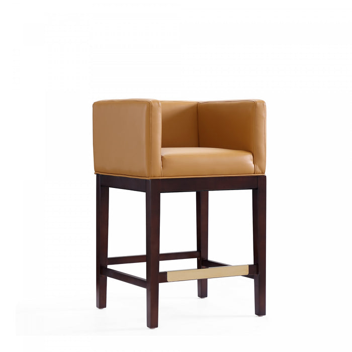 Kingsley Mid-Century Modern Wood Upholstered Counter Stool in Camel - Set of 3