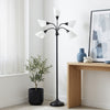 Skye 5 Light Adjustable Gooseneck Floor Lamp, Black & White, 67"H | Skye Lampadaire a 5 lumieres avec cols de cygne reglables, Noir et Blanc, 67 po H