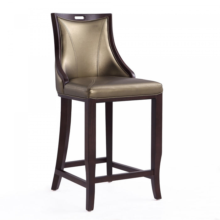 Emperor Traditional Wood Upholstered Barstool in Bronze - Set of 3