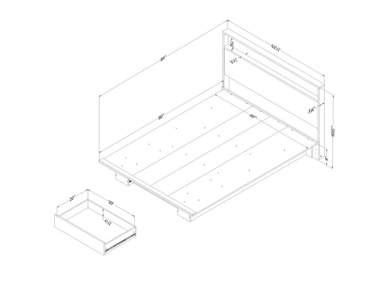 Musano Platform Bed And Headboard Set Nordik Oak - South Shore
