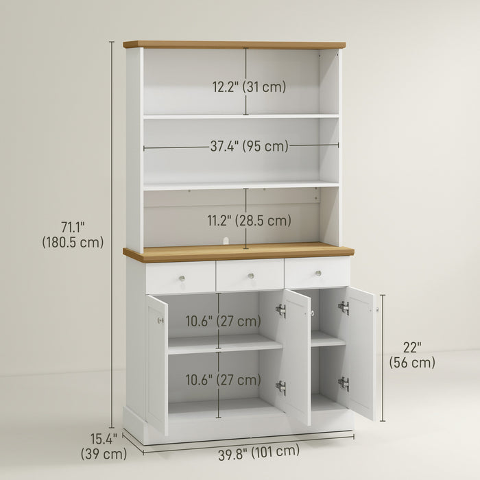 HOMCOM Kitchen Pantry Buffet Server with Drawers and Storage Cabinets