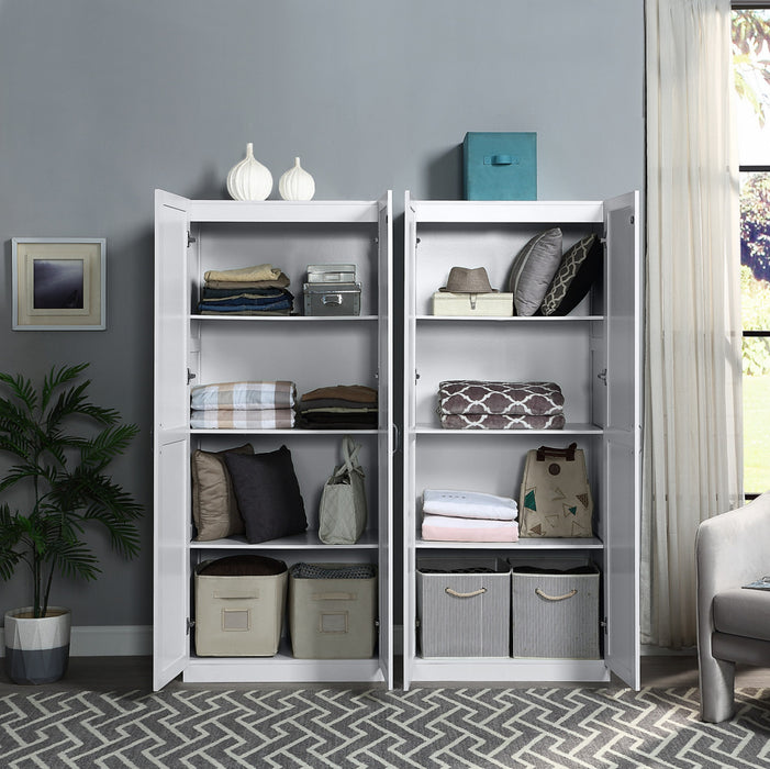 Hopkins Modern 30\" Storage Cabinet in White (4-Shelf) - Set of 2 Armoire