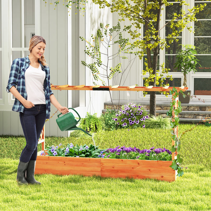 Costway 1 Pcs Raised Garden Bed With Trellis Hanging Roof Planter Box Drainage Holes For Patio