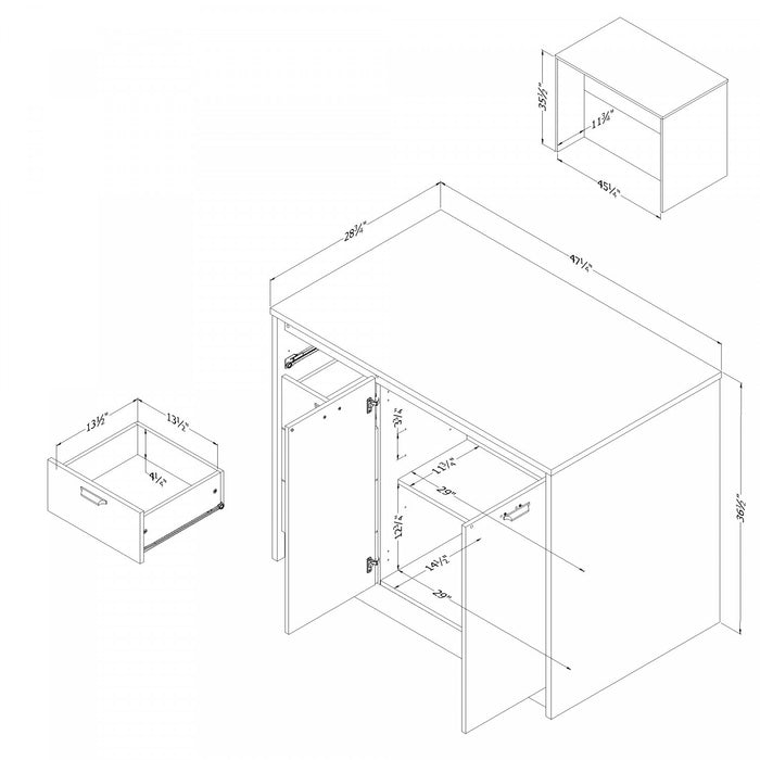 Myro Kitchen Island With Storage - Faux Black Stone And White 