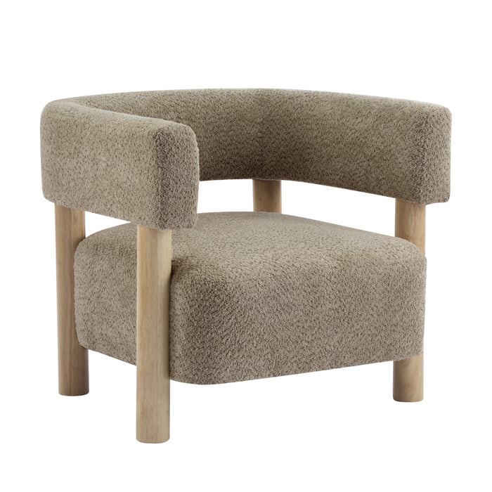 Evelyn Accent Arm Chair with Comfortable Seating and Boucle Upholstery,Light Camel Accent Chair