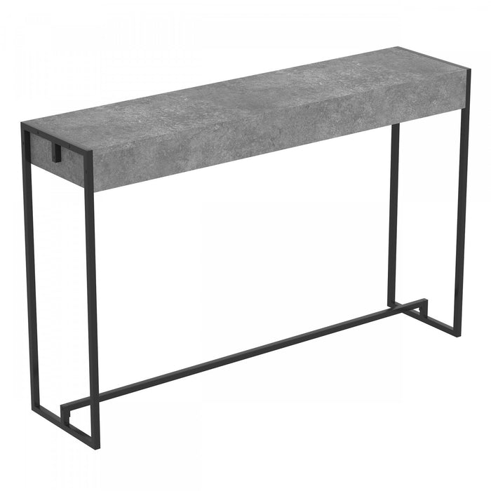 47” Console Table - Dark Cement With Black Metal Base