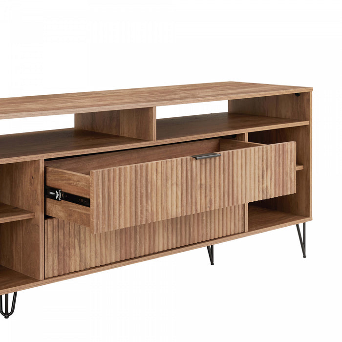 Dumbo Modern 63\" Fluted TV Stand in Golden Brown