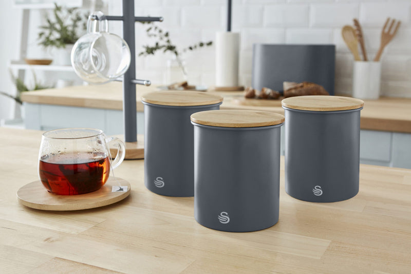 Salton Swan Nordic Grey Cannisters - Set of 3