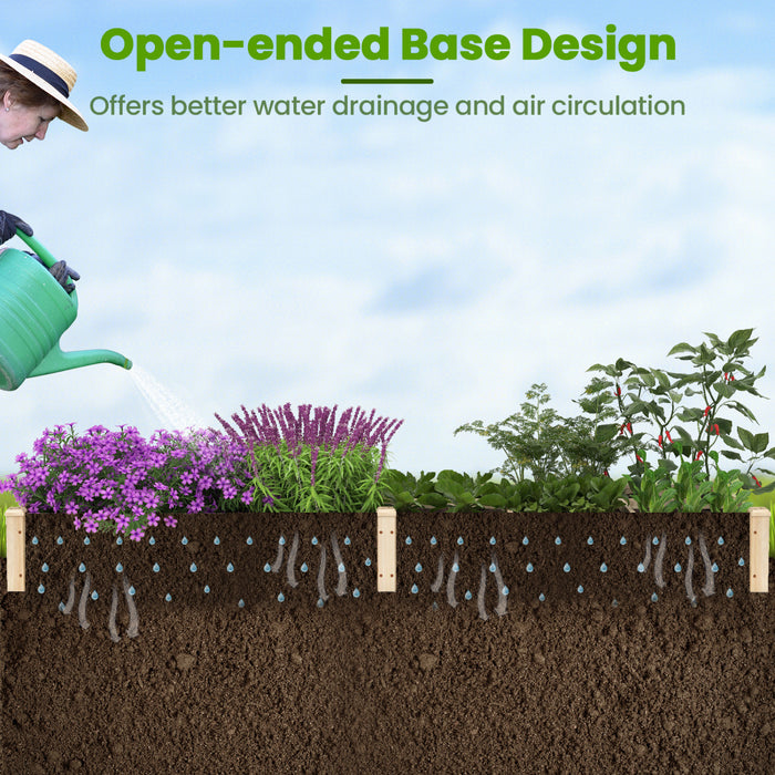 Costway Wooden Raised Garden Bed, Elevated Patio Planter With 7 Planting Compartments For Flower