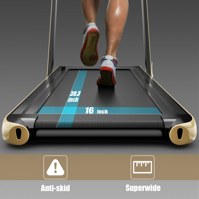 Superfit 2.25hp 2 In 1 Folding Treadmill W/ Speaker Remote Control App Yellow