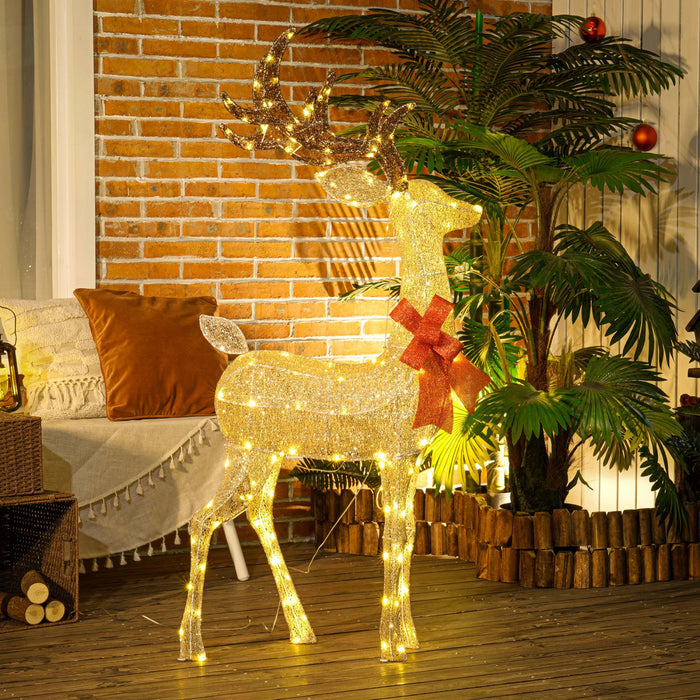 Outsunny Light Up Reindeer Christmas Decoration with 137 LED Lights Gold