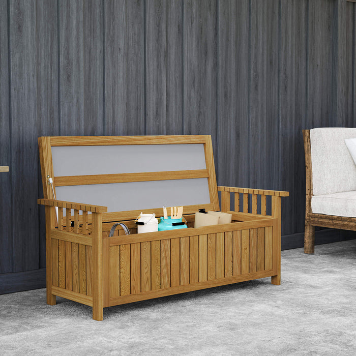 Outsunny Wooden Outdoor Bench with Storage Box, 40 Gallon Deck Box, Brown