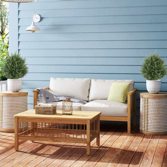 HOMCOM 24\" Artificial Cypress Trees with Ground Stake, Set of 2, Green