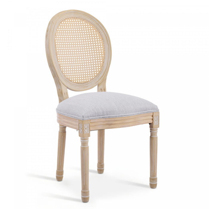 Ethan Solid Wood Rubberwood Dining Chair Set of 2 Pieces with Upholstered Seat,Grey