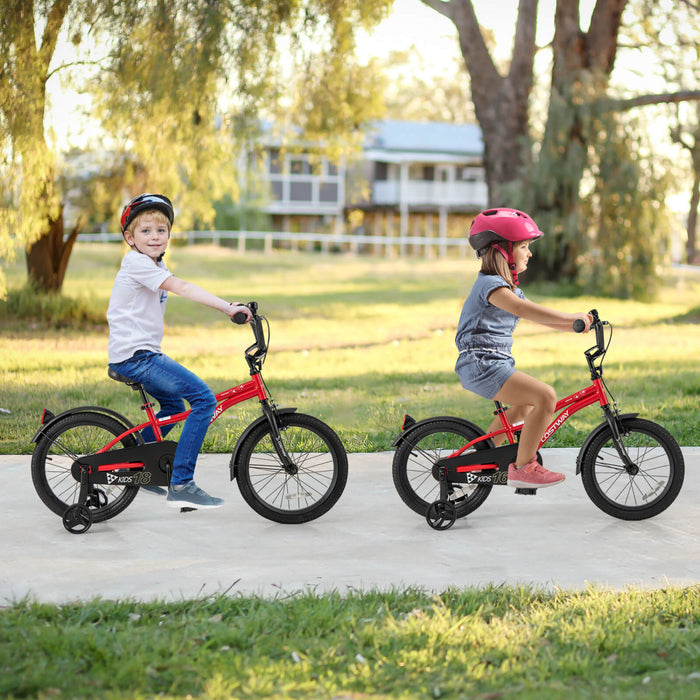 Costway 16\" Kids Bike For 4-7 Years Old Boys & Girls With Adjustable Seat Handbrake Reflectors Red