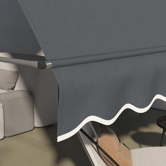 Outsunny 11.5' X 4' Manual Retractable Awning, Non-screw Freestanding Patio Sun Shade Shelter With Support Stand And Uv-resistant Fabric For Window, Door Porch, Deck, Dark Grey