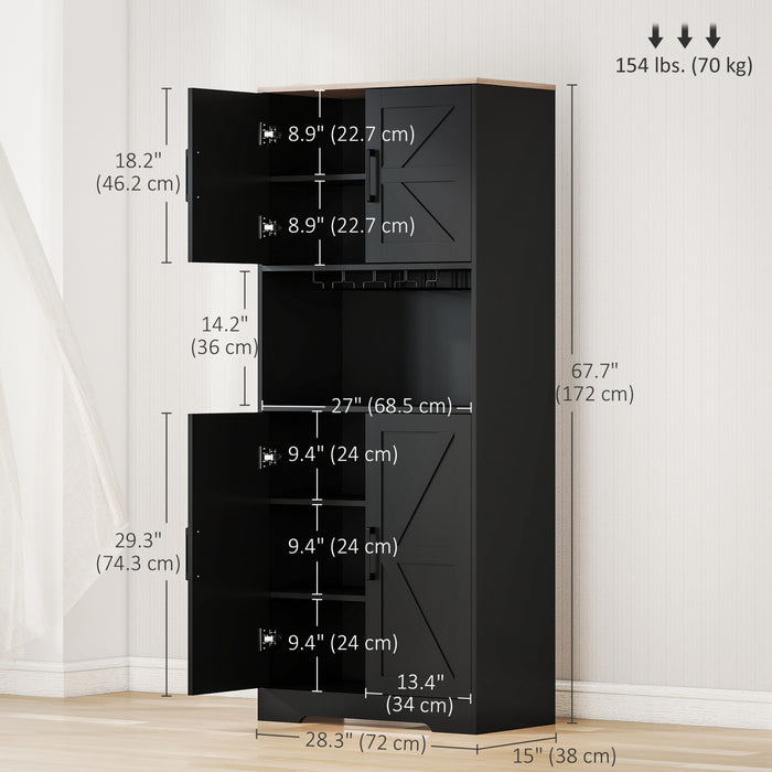 HOMCOM Kitchen Pantry Storage Cabinet with Microwave Oven Countertop, Black
