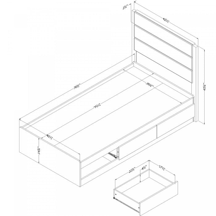 Arlen Mates Bed With 3 Drawers And Headboard Set - Weathered Oak 