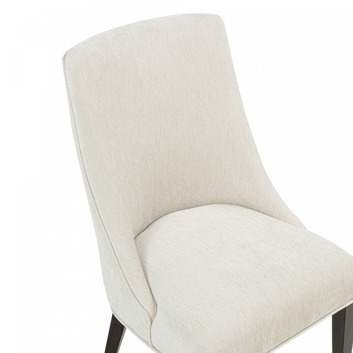 Beever Modern Chenille Wood Dining Chair in Cream - Set of 4