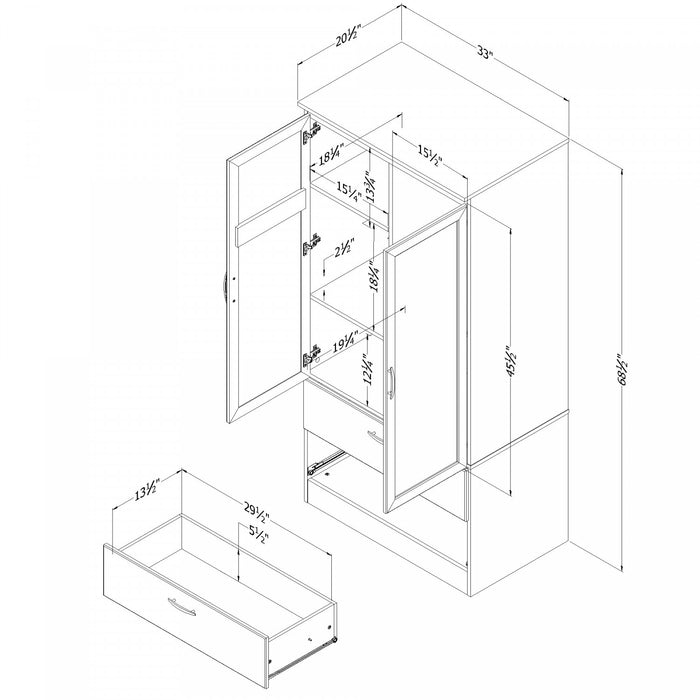 Acapella Wardrobe Armoire Pure Black - South Shore Accent Cabinet