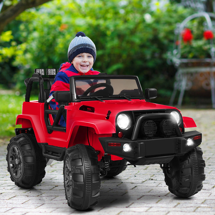 Costway 12v Kids Ride On Truck Car W/ Remote Control Mp3 Music Led Lights Red