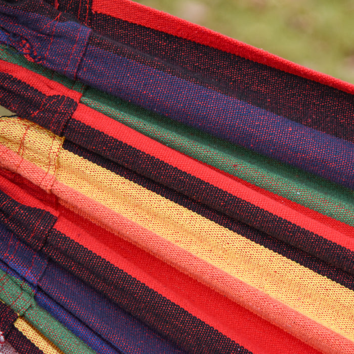 Outsunny 114\" Outdoor Hammock, Extra Large Brazilian Style Hammock Cotton, Portable Hanging Camping Bed For Patio Backyard Lounging W/ Carrying Bag, Rainbow Stripe, Multi-colour