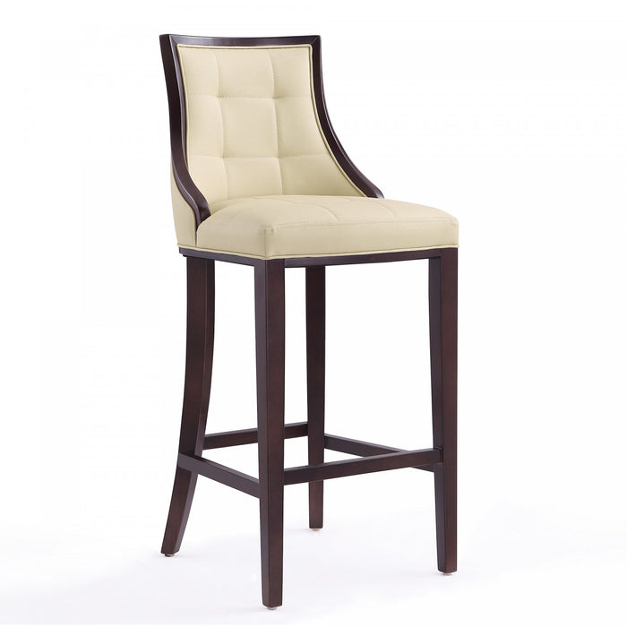 Fifth Avenue Traditional Wood Upholstered Barstool in Cream - Set of 2