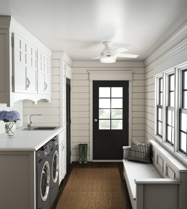 Dempsey Low Profile Ceiling Fan with Light Fixture - White