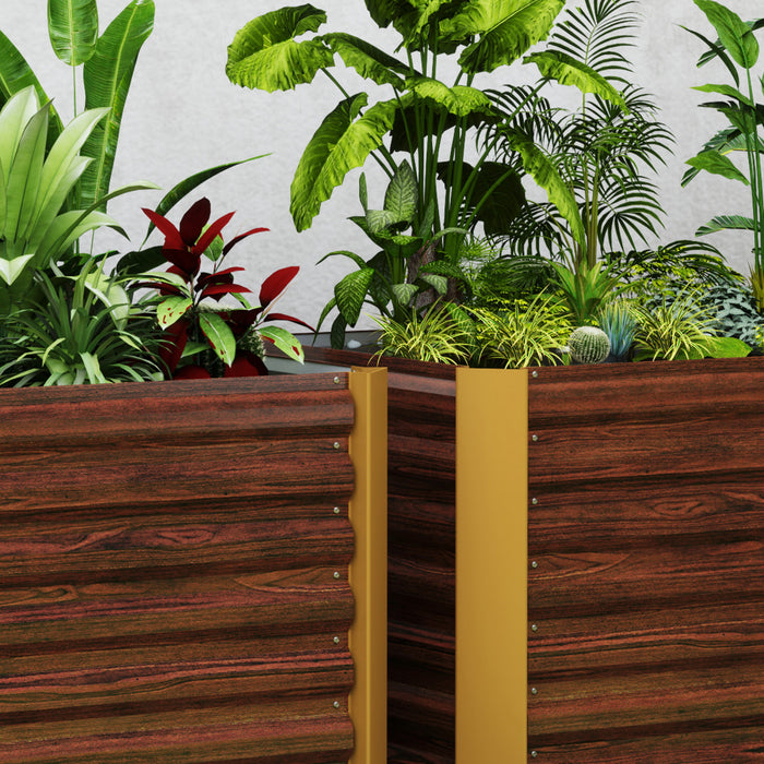 Outsunny Set of 2 Raised Garden Bed, Planter Box, Distressed Dark Brown