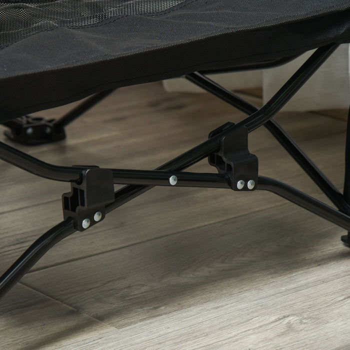 Pawhut Elevated Pet Cot With Removable Canopy Shade Uv Protection Portable Foldable Raised Bed Cot Carry Bag For Large And Medium-sized Dogs Indoor Outdoor Black