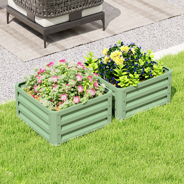 Outsunny 2' X 2' X 1' 2-pieces Raised Garden Bed, Light Green