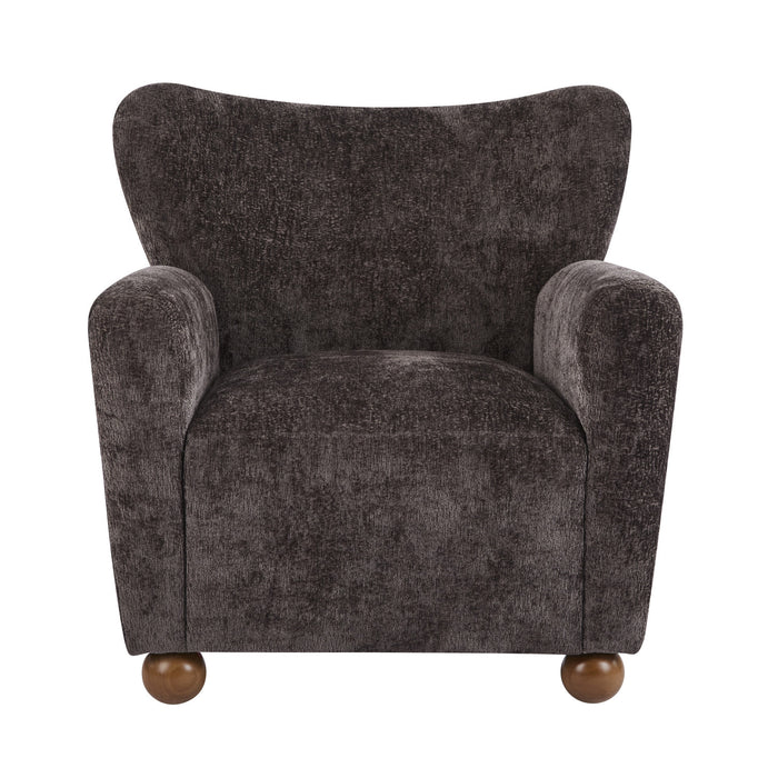 Wingate Cozy Wingback Armchair with Premium Fabric and Solid Wood Legs, Dark Brown, Teak