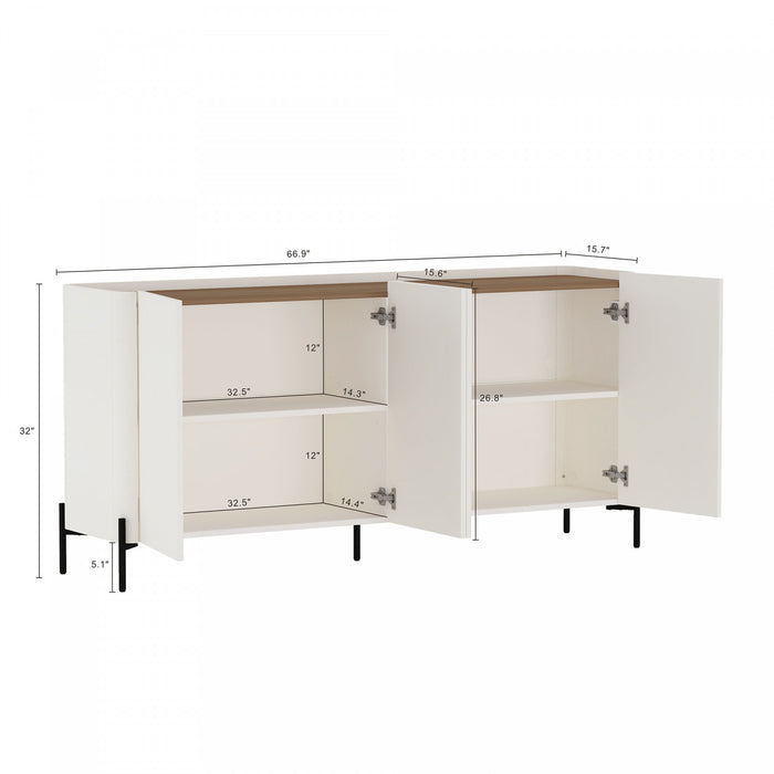 Abbey Modern 2-Piece Buffet and Bookcase in Maple and Off White