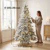 HOMCOM 6ft Prelit Flocked Christmas Tree, Downswept Hinged Xmas Tree