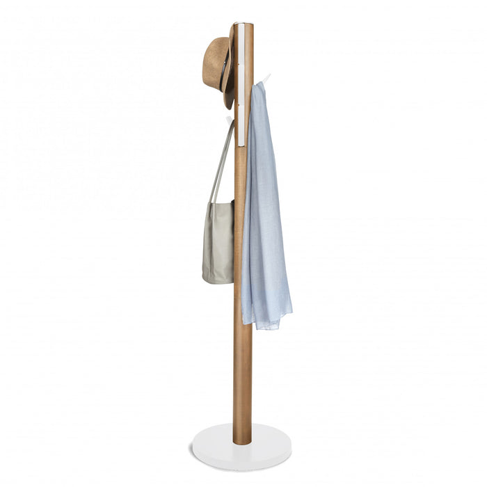 Umbra Modern Wood Flapper Coat Rack - White and Natural